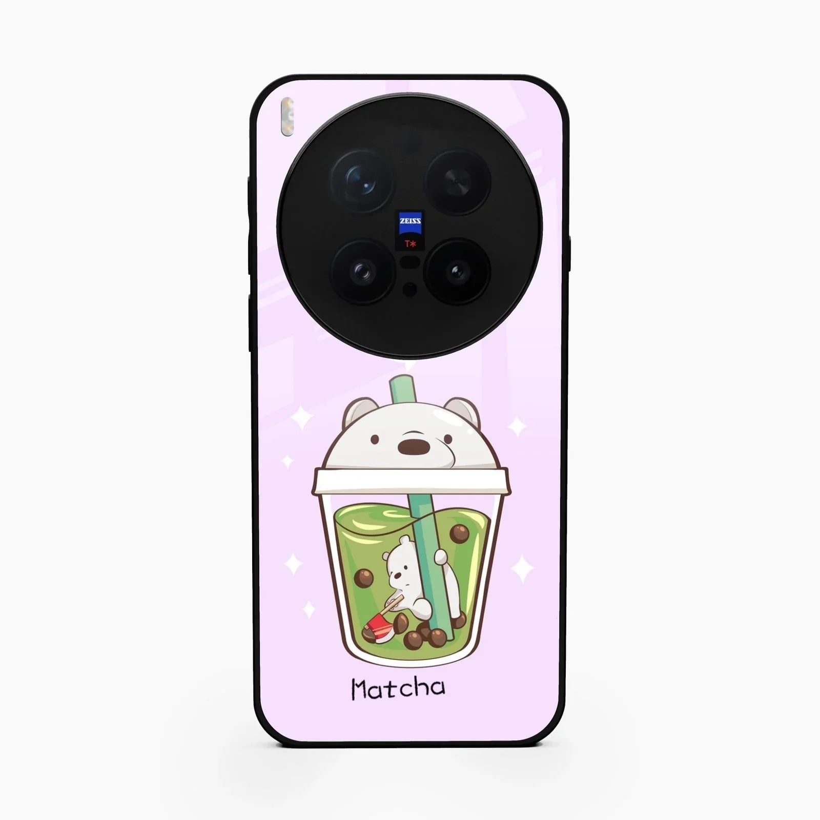 Cartoon Matcha Tea We Bare Bears Glossy Metal Case Cover For Vivo X300 Pro 5G
