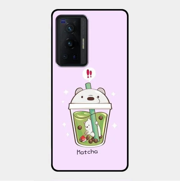 Cartoon Matcha Tea We Bare Bears Glossy Metal Case Cover For Vivo X70 Pro 5G