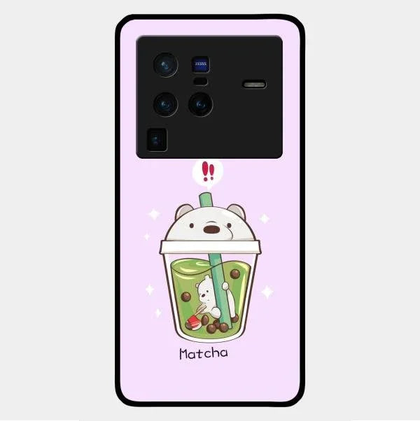 Cartoon Matcha Tea We Bare Bears Glossy Metal Case Cover For Vivo X80 Pro 5G