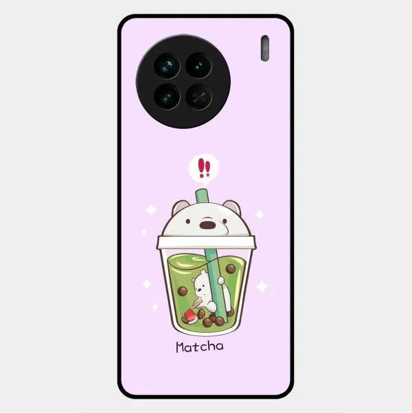 Cartoon Matcha Tea We Bare Bears Glossy Metal Case Cover For Vivo X90 5G