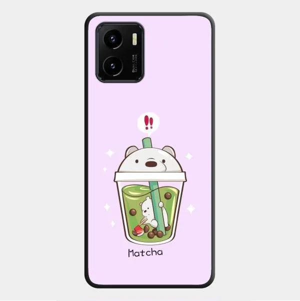 Cartoon Matcha Tea We Bare Bears Glossy Metal Case Cover For Vivo Y01