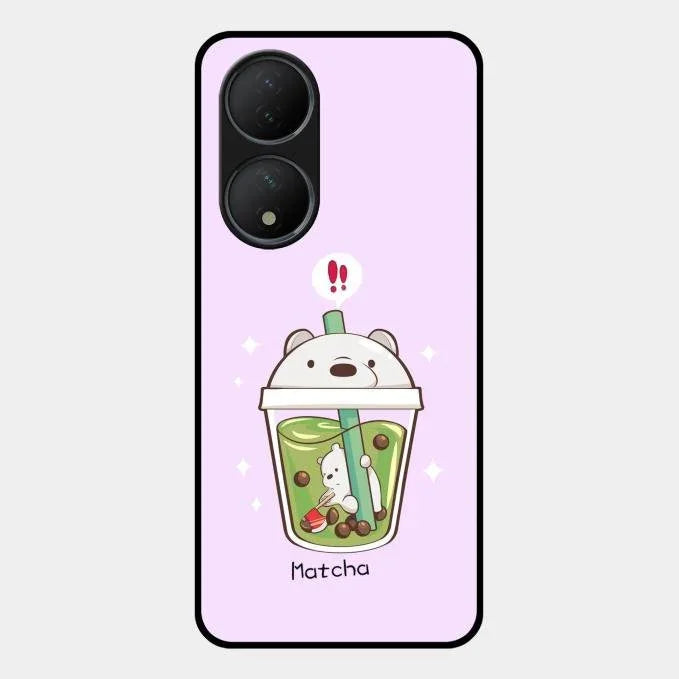 Cartoon Matcha Tea We Bare Bears Glossy Metal Case Cover For Vivo Y100 5G