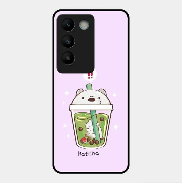 Cartoon Matcha Tea We Bare Bears Glossy Metal Case Cover For Vivo Y200E 5G