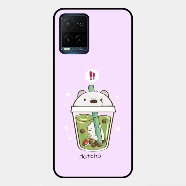 Cartoon Matcha Tea We Bare Bears Glossy Metal Case Cover For Vivo Y21A