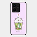 Cartoon Matcha Tea We Bare Bears Glossy Metal Case Cover For Vivo Y22