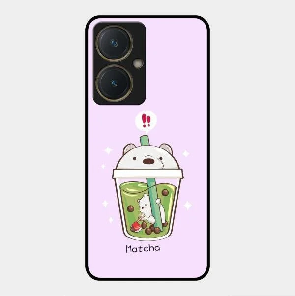 Cartoon Matcha Tea We Bare Bears Glossy Metal Case Cover For Vivo Y27