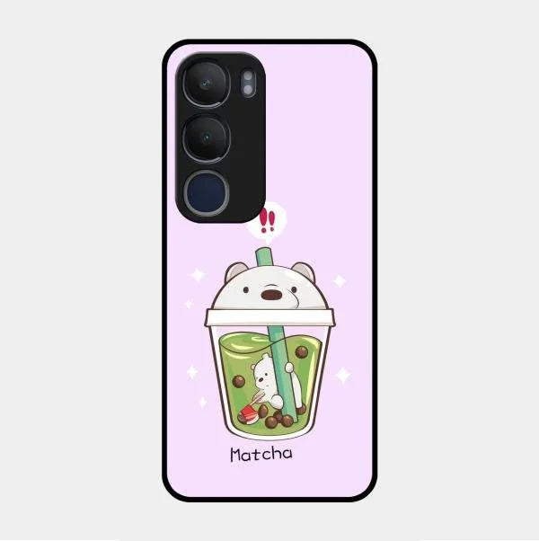 Cartoon Matcha Tea We Bare Bears Glossy Metal Case Cover For Vivo Y29 5G