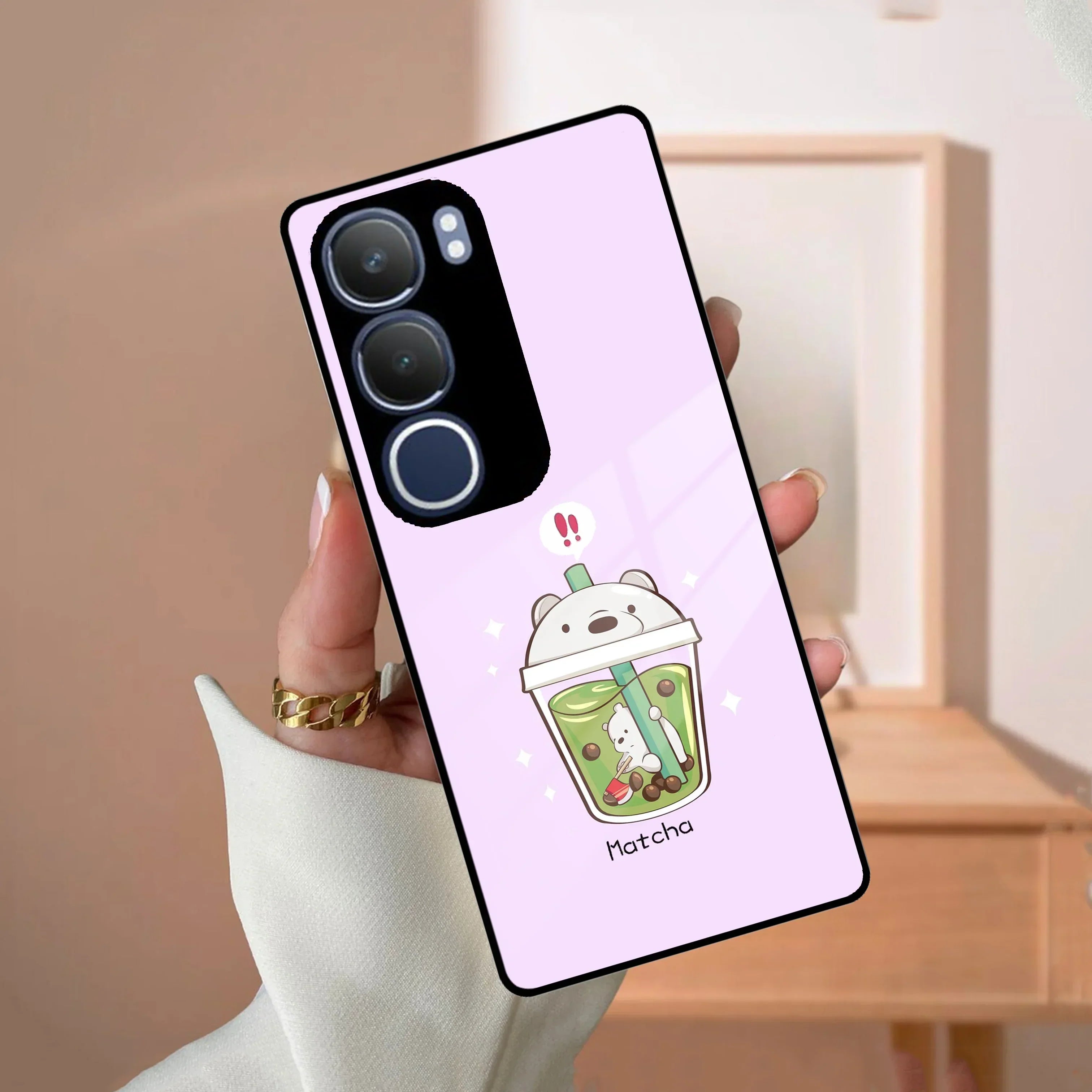 Cartoon Matcha Tea We Bare Bears Glossy Metal Case Cover For Vivo - ShopOnCliQ