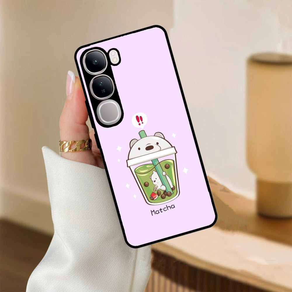 Cartoon Matcha Tea We Bare Bears Glossy Metal Case Cover For Vivo