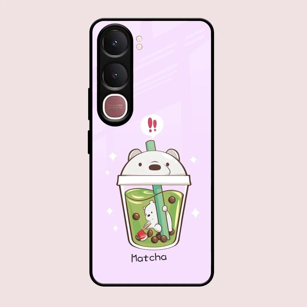 Cartoon Matcha Tea We Bare Bears Glossy Metal Case Cover For Vivo Y31 5G