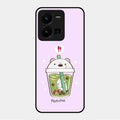 Cartoon Matcha Tea We Bare Bears Glossy Metal Case Cover For Vivo Y35
