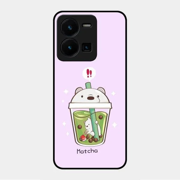 Cartoon Matcha Tea We Bare Bears Glossy Metal Case Cover For Vivo Y35