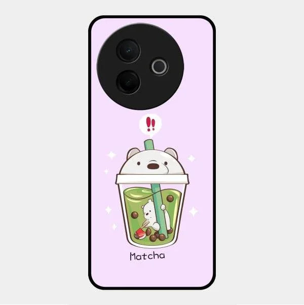 Cartoon Matcha Tea We Bare Bears Glossy Metal Case Cover For Vivo Y39 5G