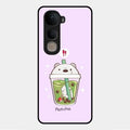 Cartoon Matcha Tea We Bare Bears Glossy Metal Case Cover For Vivo Y400 5G