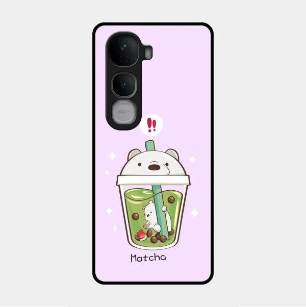 Cartoon Matcha Tea We Bare Bears Glossy Metal Case Cover For Vivo Y400 Pro 5G