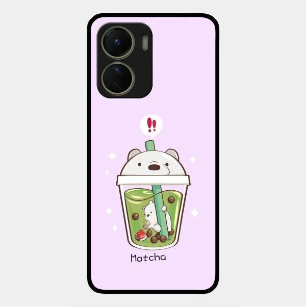 Cartoon Matcha Tea We Bare Bears Glossy Metal Case Cover For Vivo Y56 5G