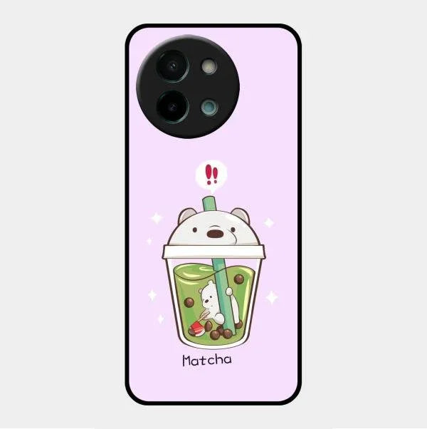 Cartoon Matcha Tea We Bare Bears Glossy Metal Case Cover For Vivo Y58 5G
