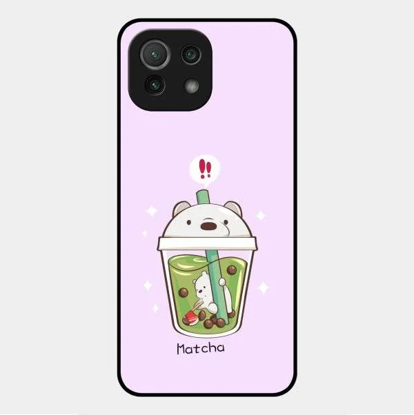 Cartoon Matcha Tea We Bare Bears Glossy Metal Case Cover For Xiaomi Mi 11 Lite