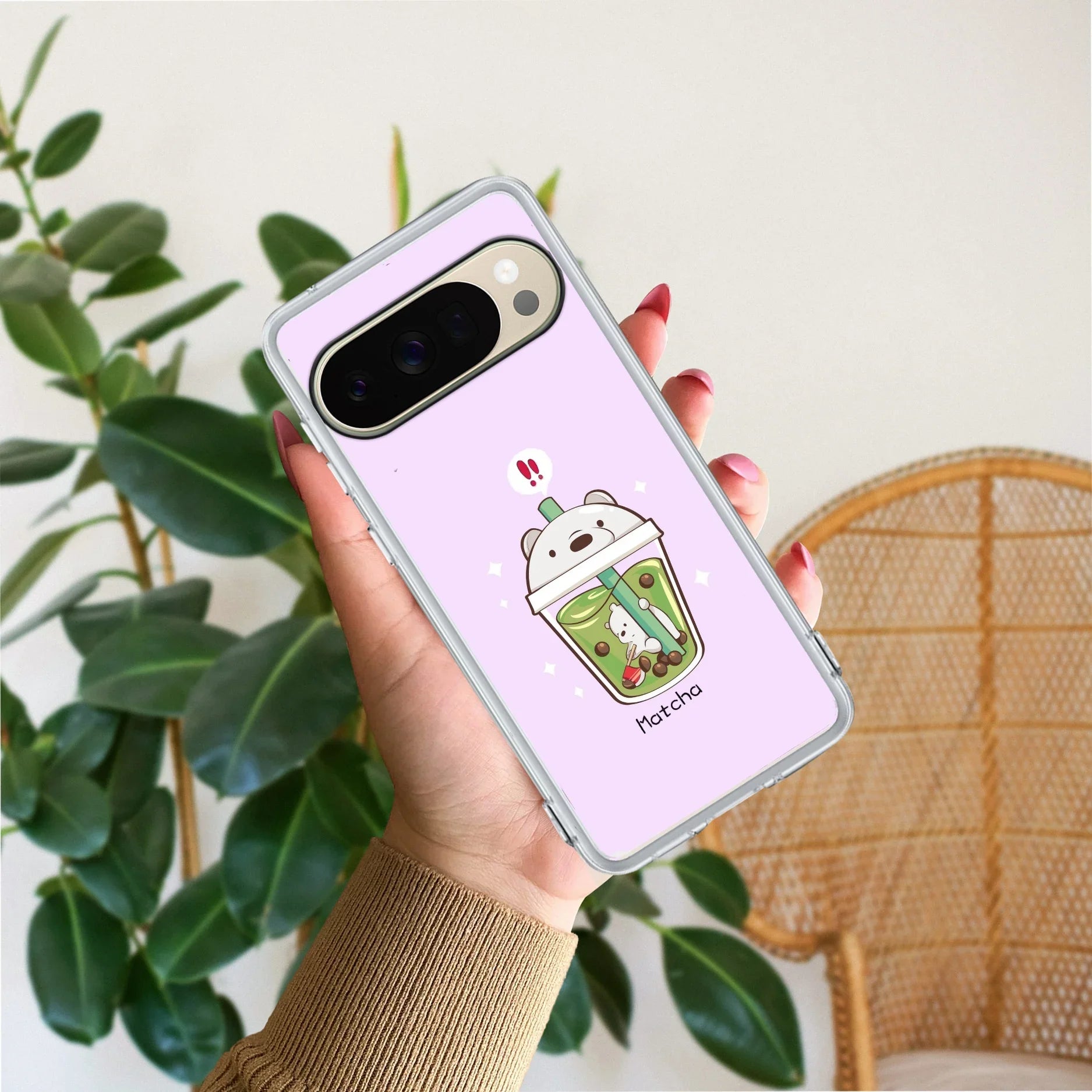 Cartoon Matcha Tea We Bare Bears Silicon Case For Google