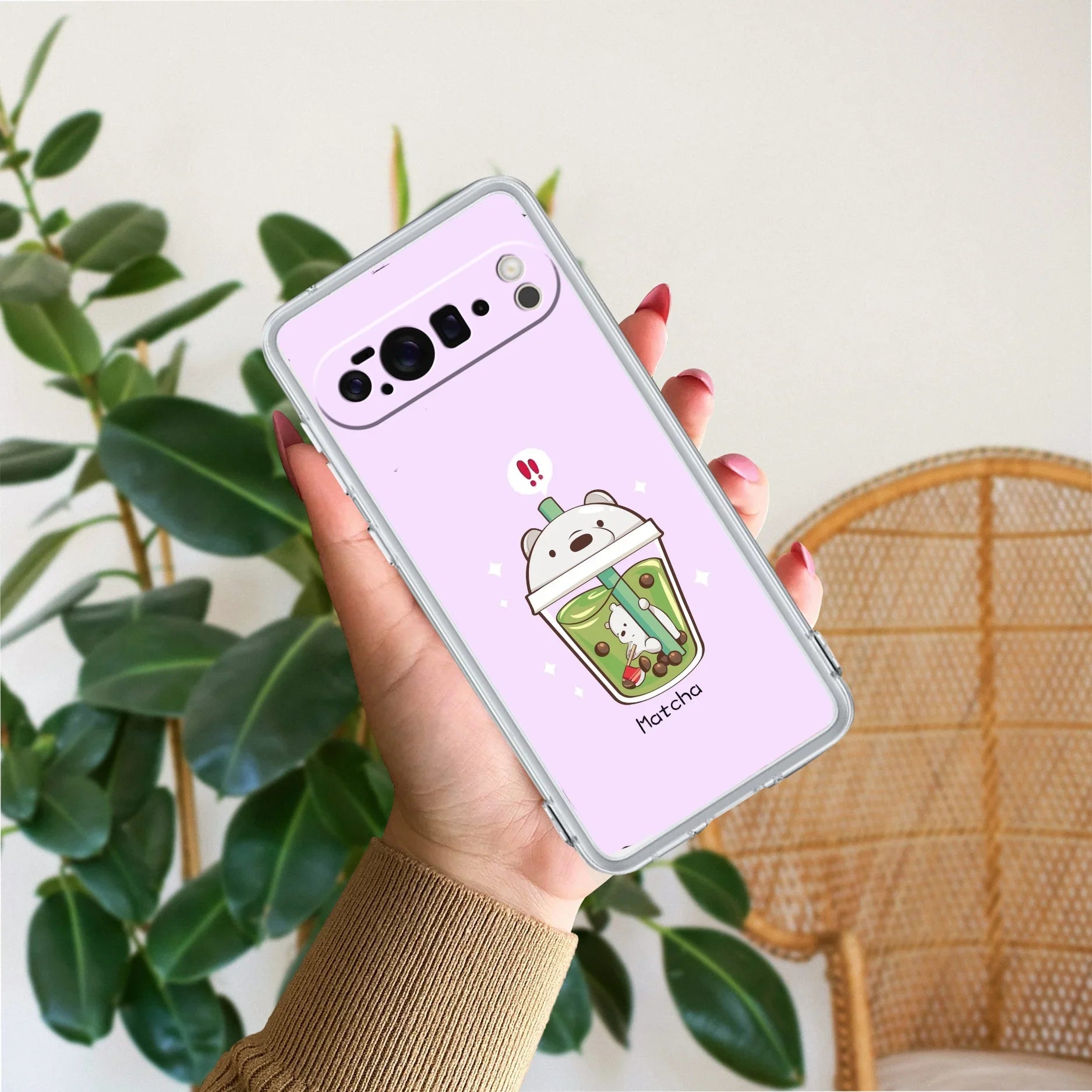Cartoon Matcha Tea We Bare Bears Silicon Case For Google