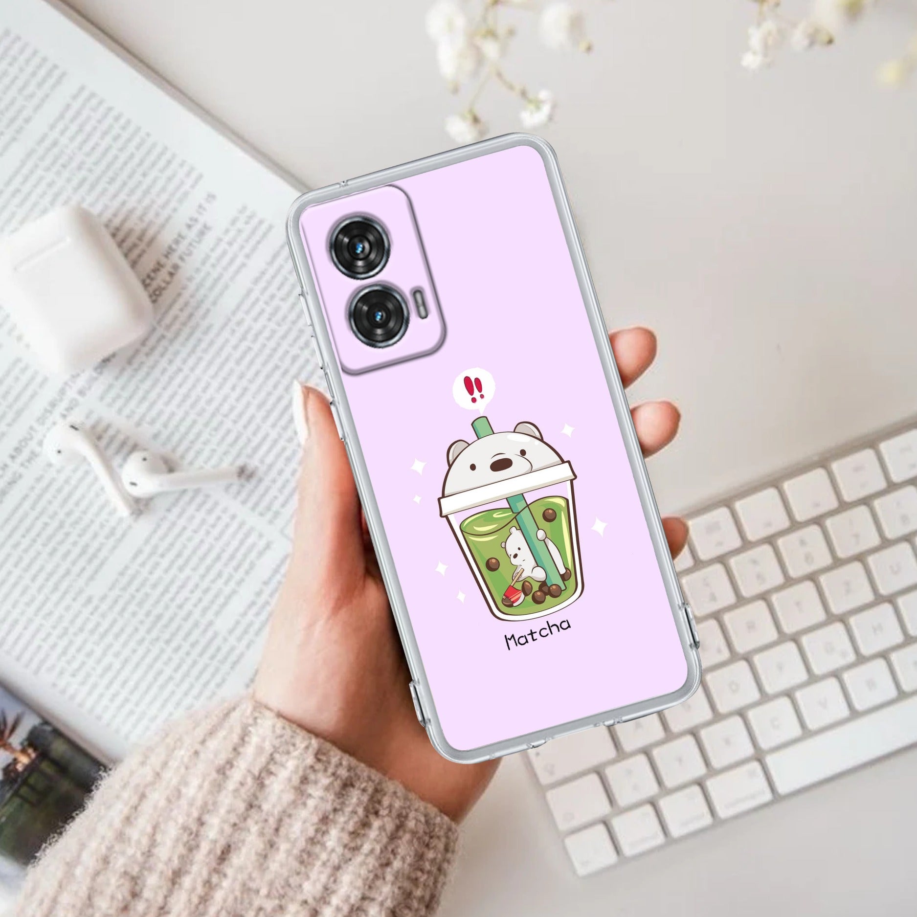 Cartoon Matcha Tea We Bare Bears Anti Yellow Case For Motorola G96 5G