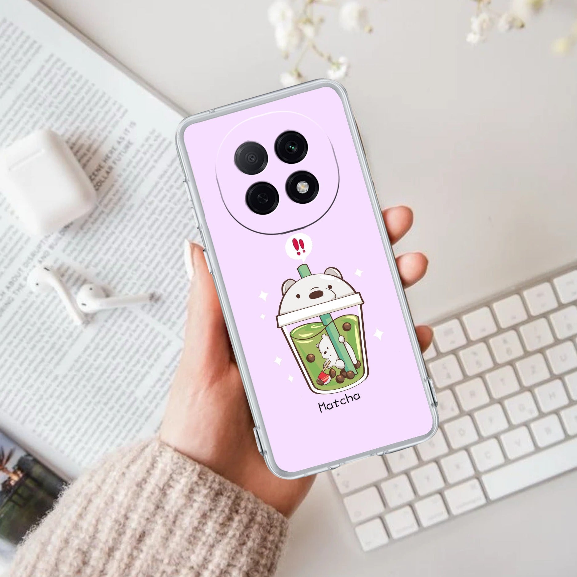 Cartoon Matcha Tea We Bare Bears Silicon Case For Oppo F29 Pro 5G