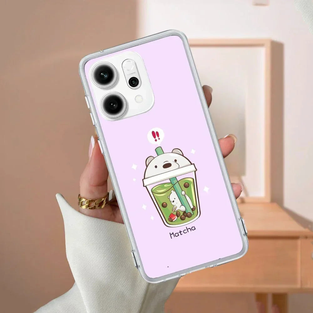 Cartoon Matcha Tea We Bare Bears Anti Yellow Case For OPPO Reno 14 Pro 5G