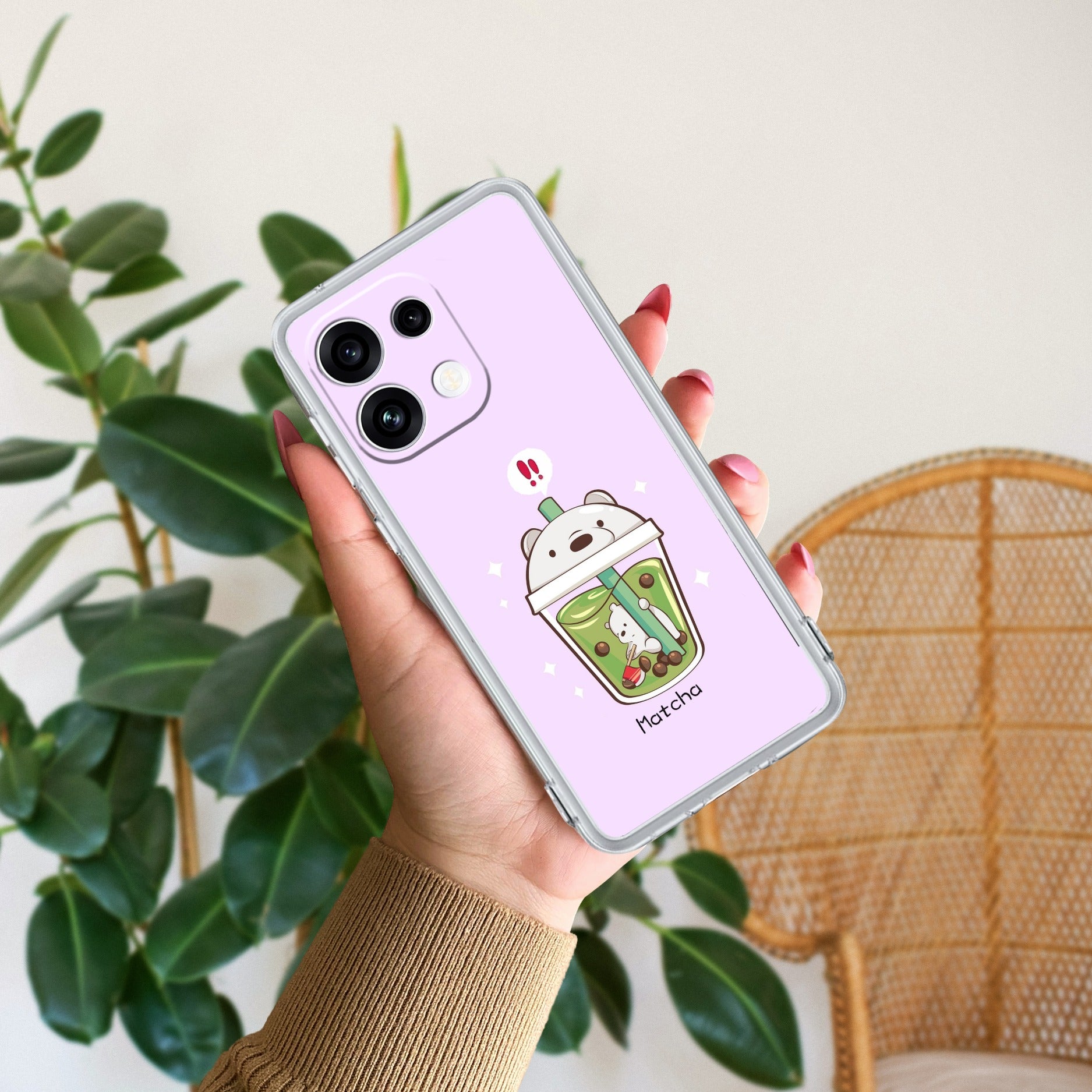Cartoon Matcha Tea We Bare Bears Anti Yellow Case For Oppo Reno 16C 5G