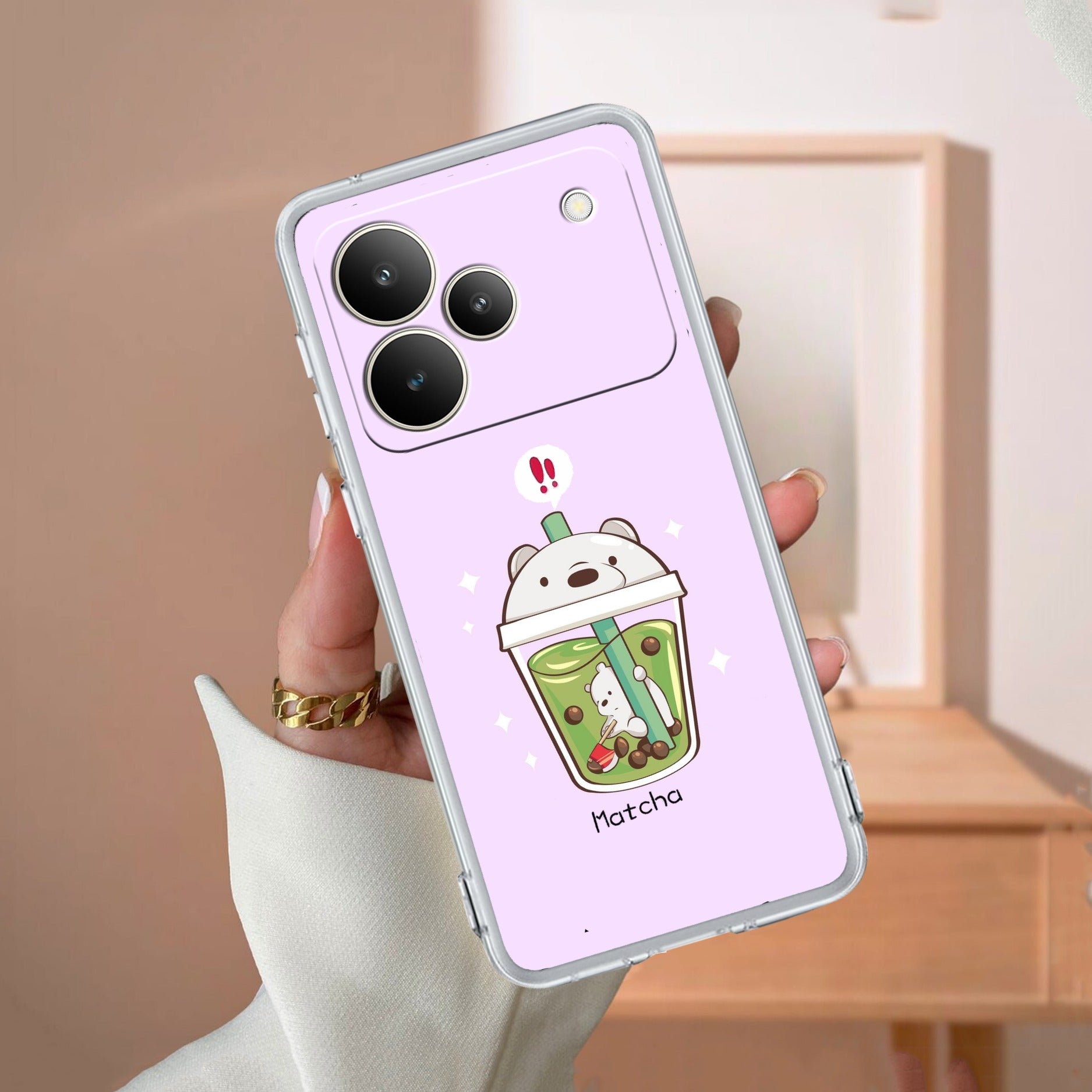 Cartoon Matcha Tea We Bare Bears Anti Yellow Case For Realme P4 Pro 5G