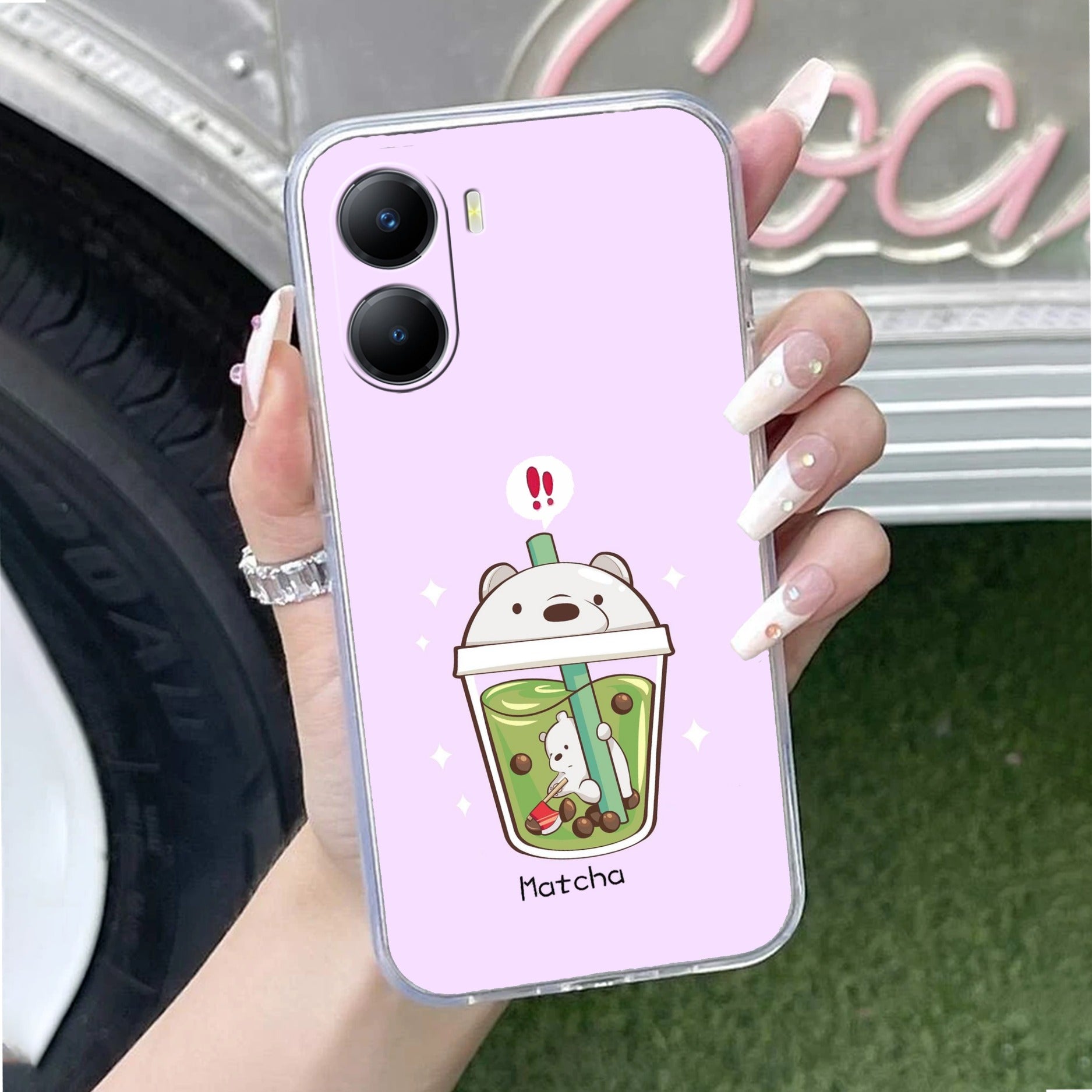 Cartoon Matcha Tea We Bare Bears Silicon Case For Vivo T2x 5G