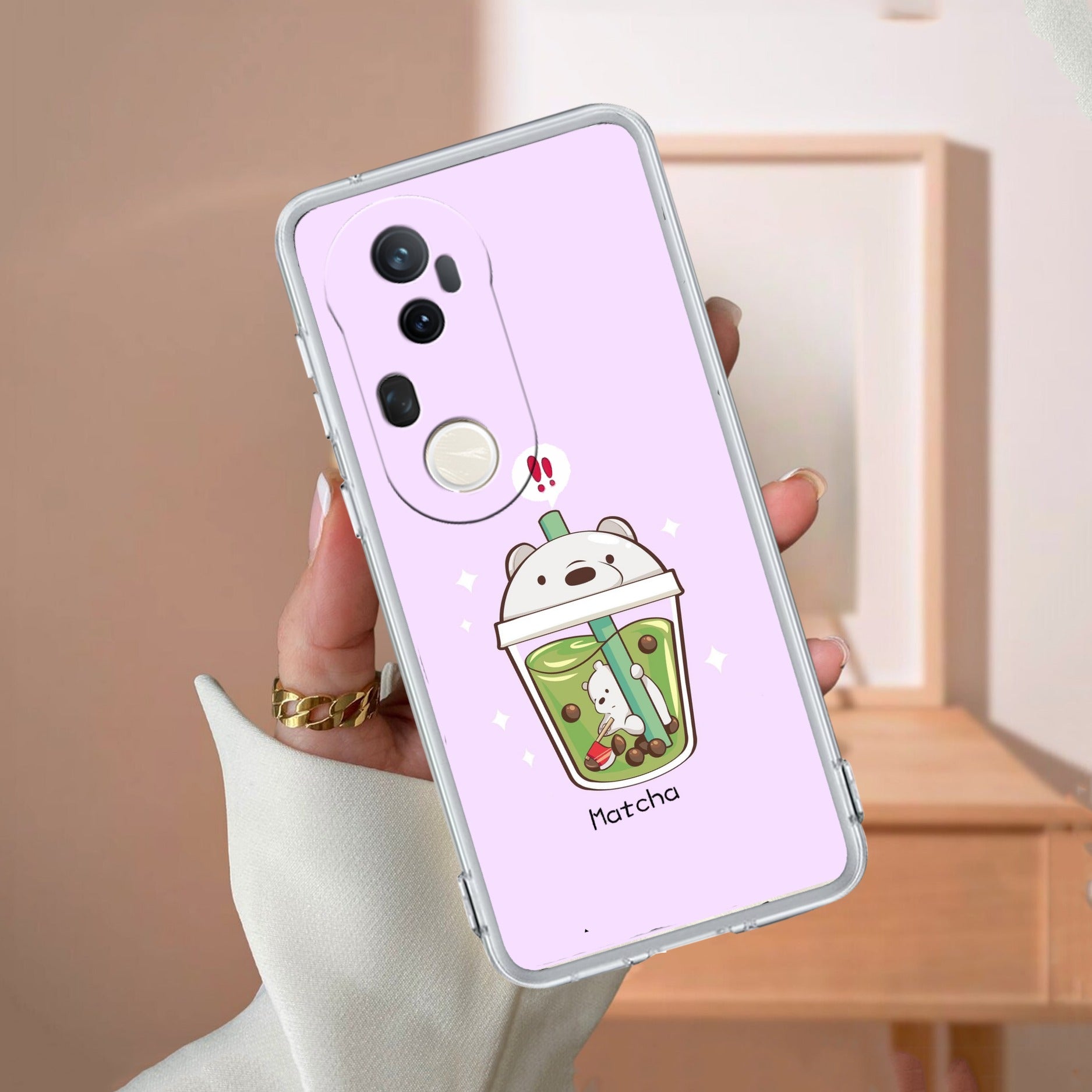 Cartoon Matcha Tea We Bare Bears Silicon Case For Vivo T4 Ultra 5G