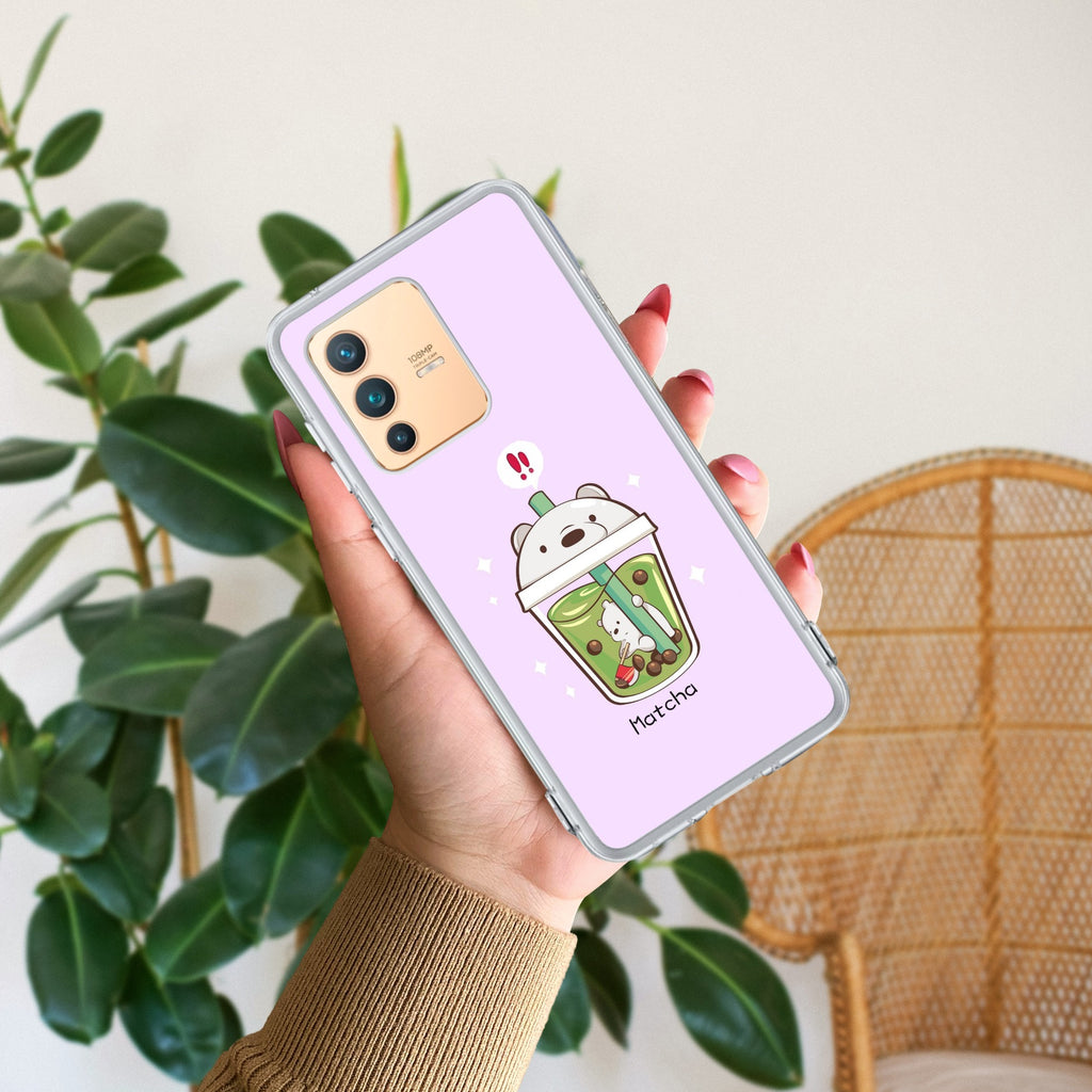 Cartoon Matcha Tea We Bare Bears Silicon Case For Vivo V23 5G