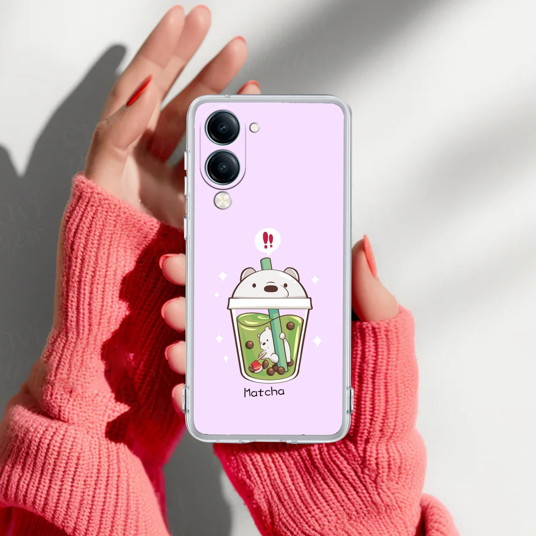 Cartoon Matcha Tea We Bare Bears Silicon Case For Vivo T4 Lite 5G