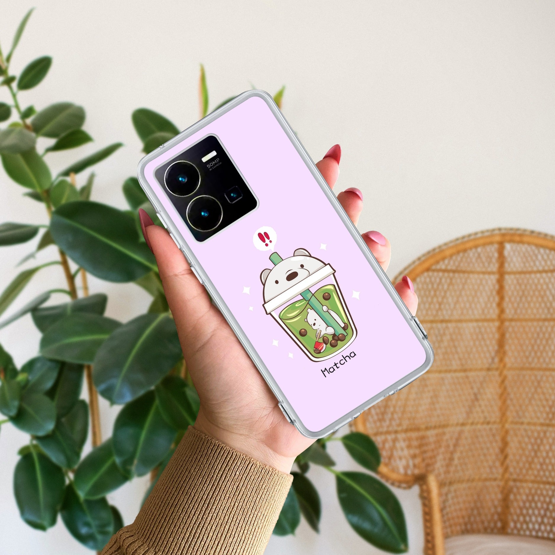 Cartoon Matcha Tea We Bare Bears Silicon Case For Vivo Y35