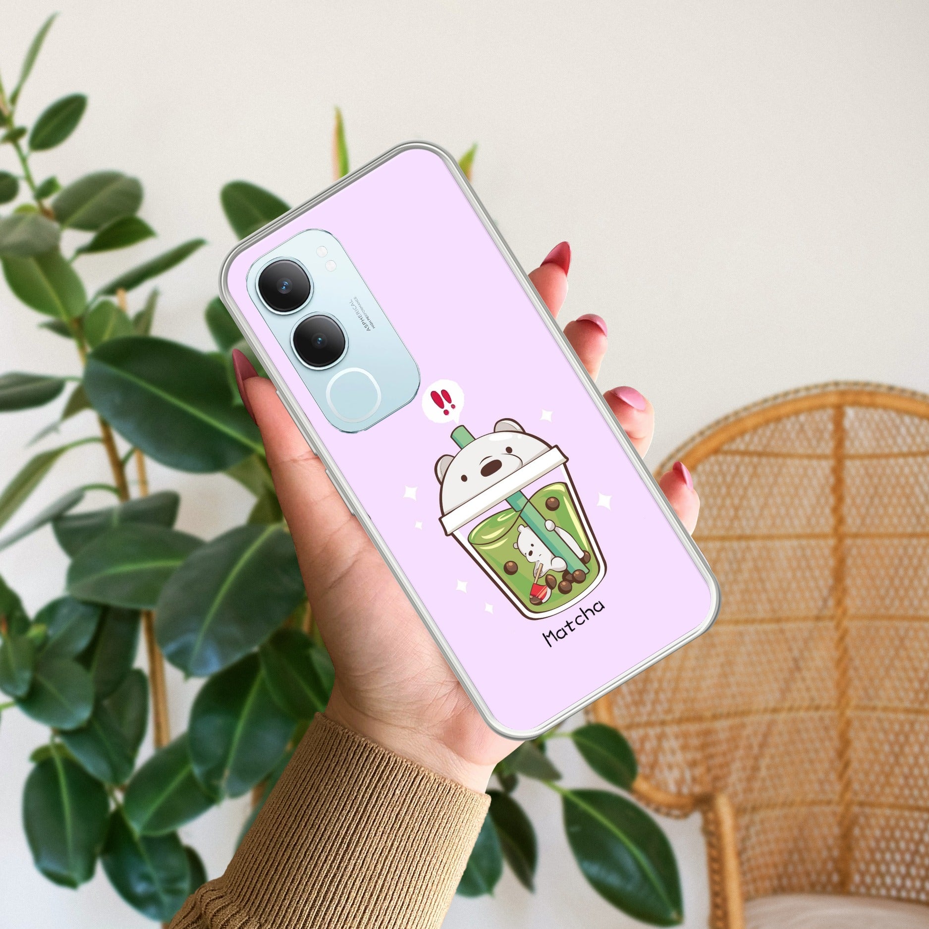 Cartoon Matcha Tea We Bare Bears Silicon Case For Vivo Y29 5G