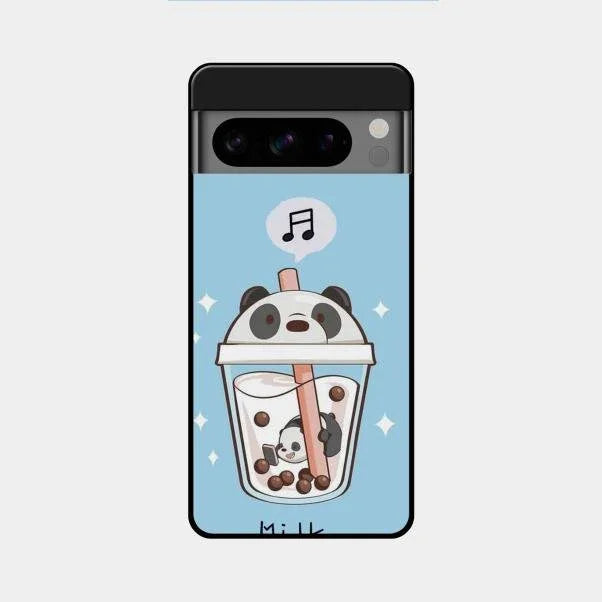 Cartoon Milk Tea We Bare Bears Glossy Metal Case Cover For Google Pixel 8 Pro 5G
