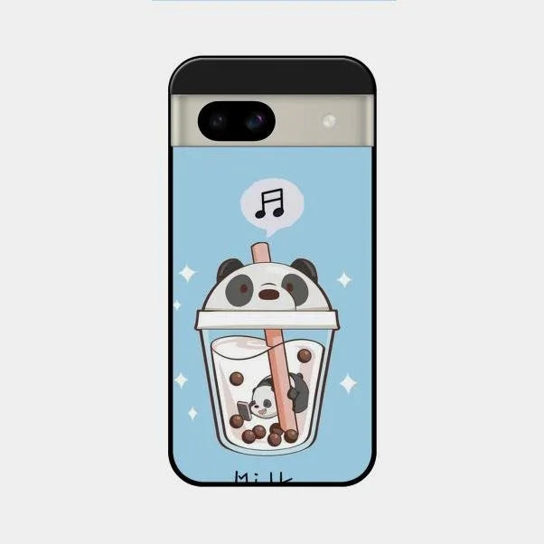 Cartoon Milk Tea We Bare Bears Glossy Metal Case Cover For Google Pixel 8A 5G