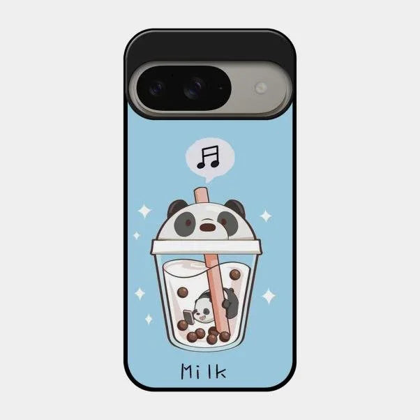 Cartoon Milk Tea We Bare Bears Glossy Metal Case Cover For Google Pixel 9 5G