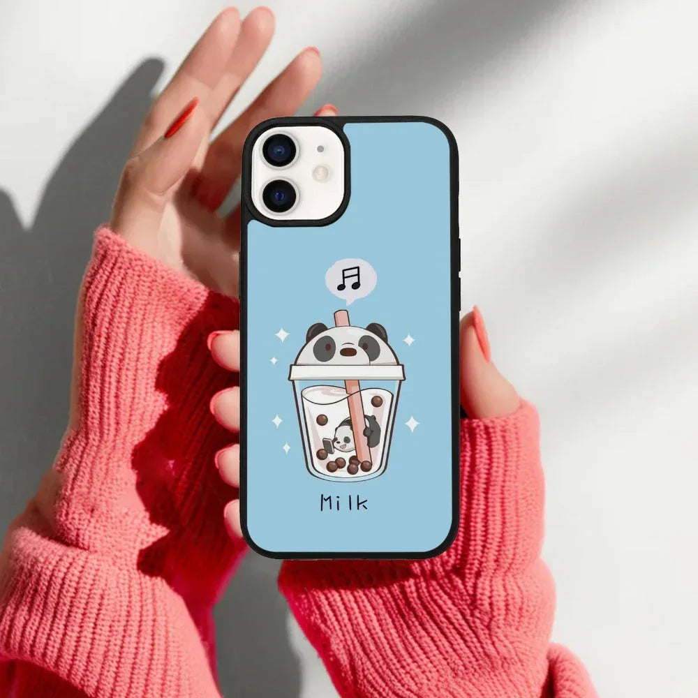 Cartoon Milk Tea We Bare Bears Glossy Metal Case Cover For iPhone - ShopOnCliQ