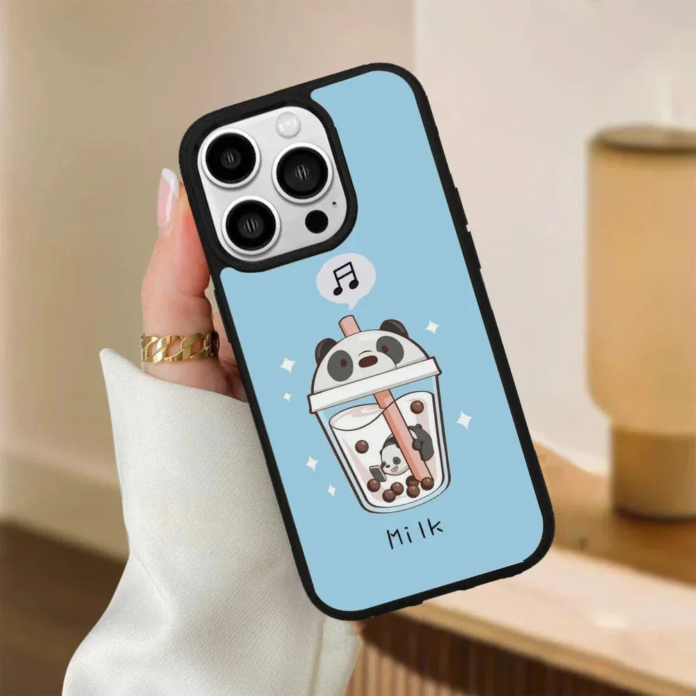 Cartoon Milk Tea We Bare Bears Glossy Metal Case Cover For iPhone - ShopOnCliQ