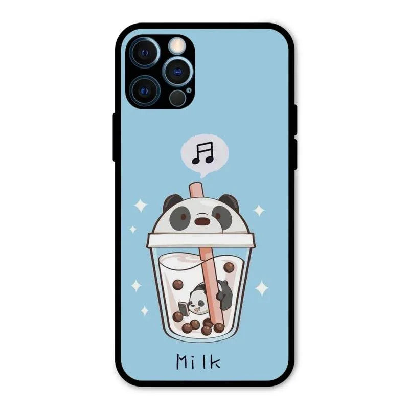 Cartoon Milk Tea We Bare Bears Glossy Metal Case Cover For iPhone 12 Pro