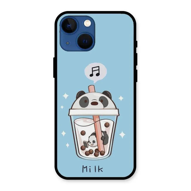 Cartoon Milk Tea We Bare Bears Glossy Metal Case Cover For iPhone 13 mini
