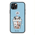 Cartoon Milk Tea We Bare Bears Glossy Metal Case Cover For iPhone 13