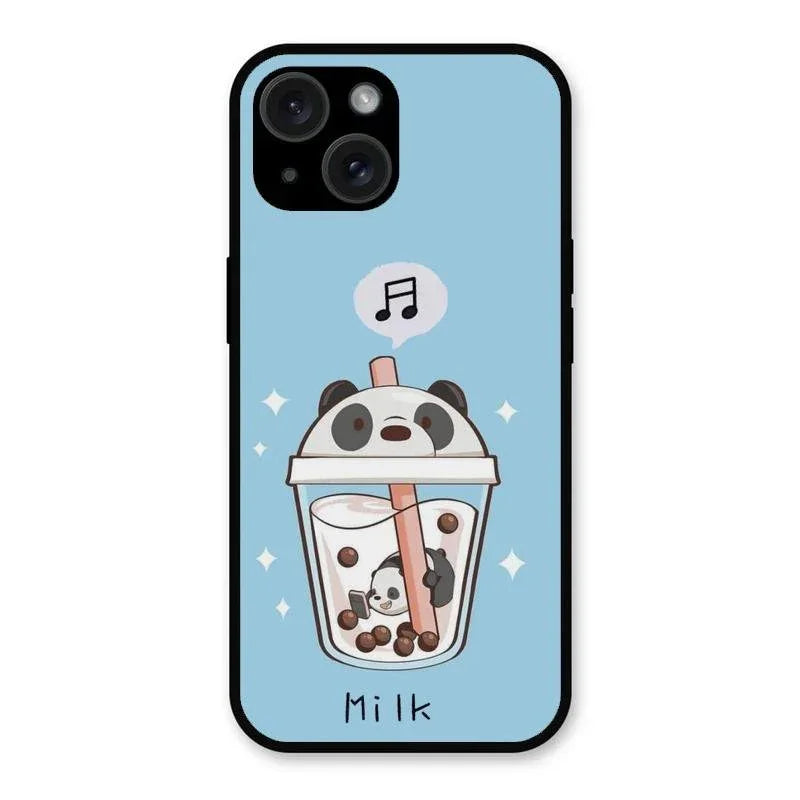 Cartoon Milk Tea We Bare Bears Glossy Metal Case Cover For iPhone 15