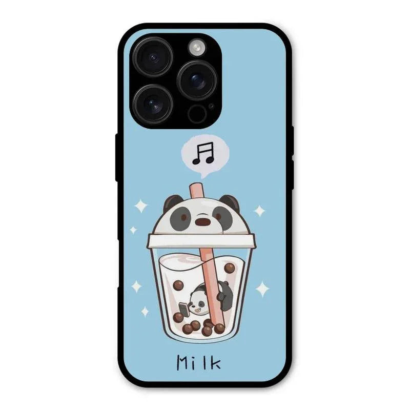 Cartoon Milk Tea We Bare Bears Glossy Metal Case Cover For iPhone 16 Pro Max