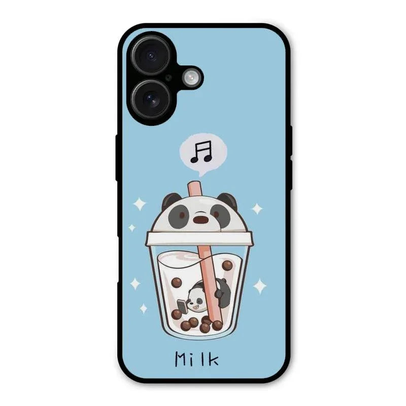 Cartoon Milk Tea We Bare Bears Glossy Metal Case Cover For iPhone 16