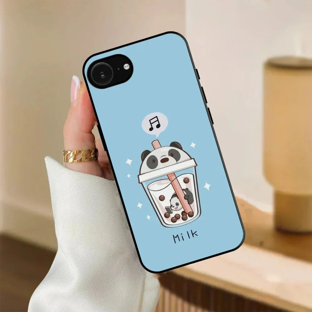 Cartoon Milk Tea We Bare Bears Glossy Metal Case Cover For iPhone - ShopOnCliQ