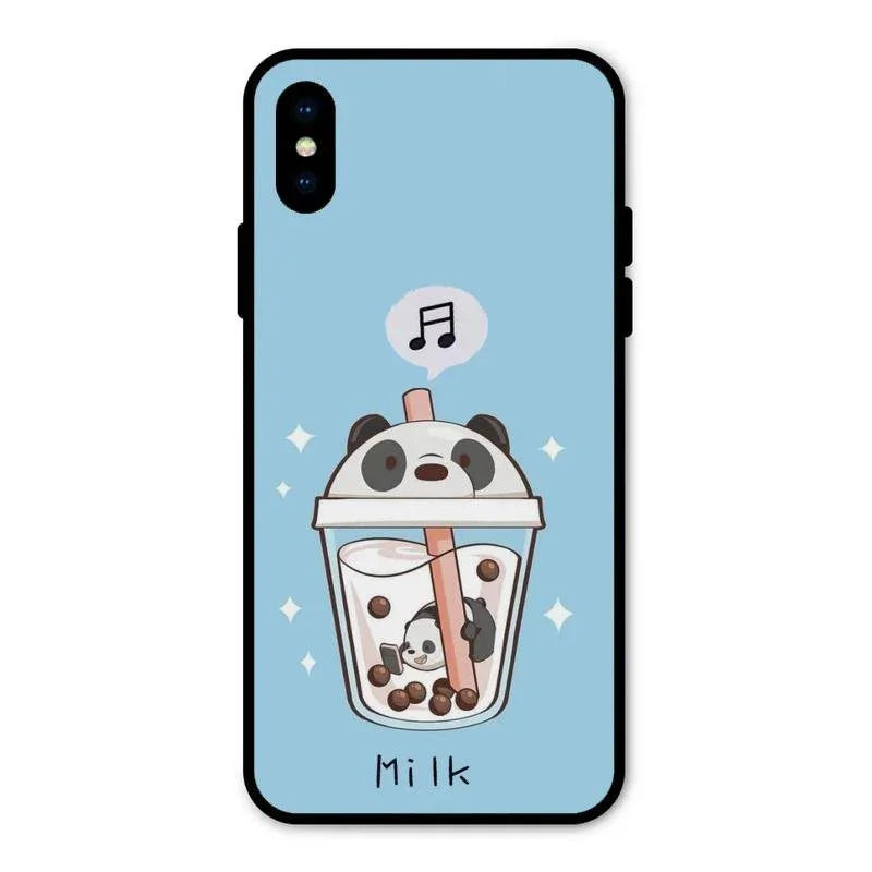 Cartoon Milk Tea We Bare Bears Glossy Metal Case Cover For iPhone XS