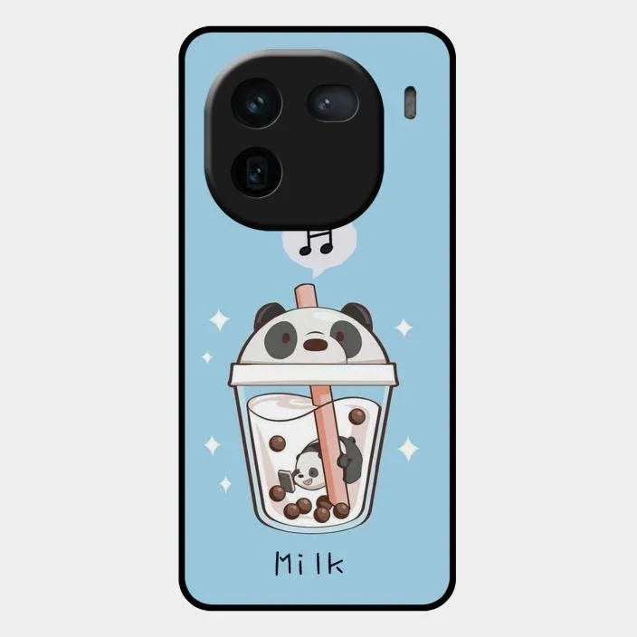 Cartoon Milk Tea We Bare Bears Glossy Metal Case Cover For Iqoo 12 5G