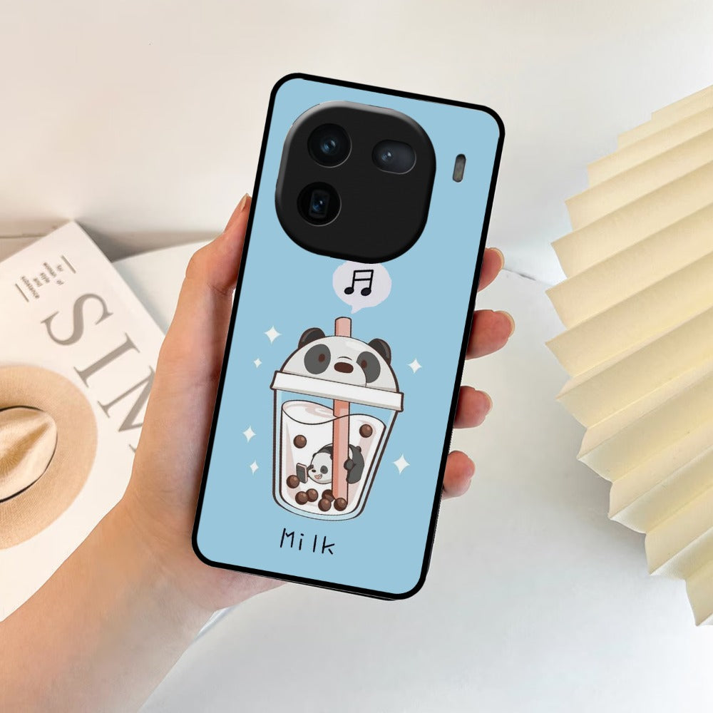 Cartoon Milk Tea We Bare Bears Glossy Metal Case Cover For Vivo